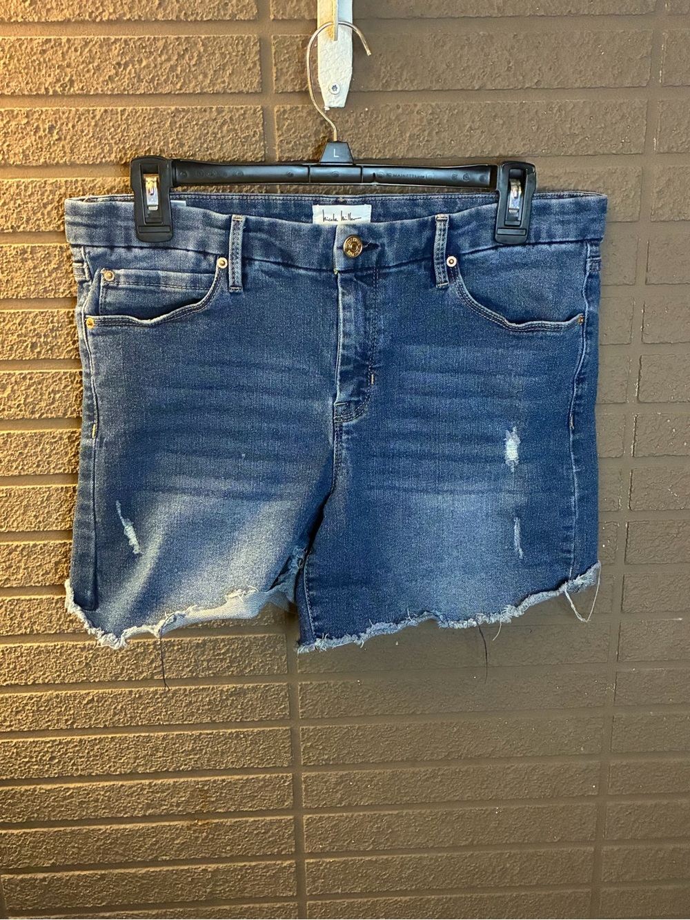 Nicole Miller Distressed Dark Blue Denim Cutoff Shorts